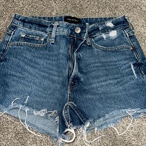Free People Blue Distressed Denim Shorts